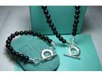 Tiffany 925 Silver and Onyx Bracelet & Necklace